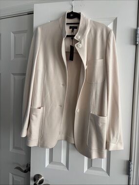 Rag and Bone Soft Cream Stand-Collar Slade wool blazer size 14 no smoke nwt
